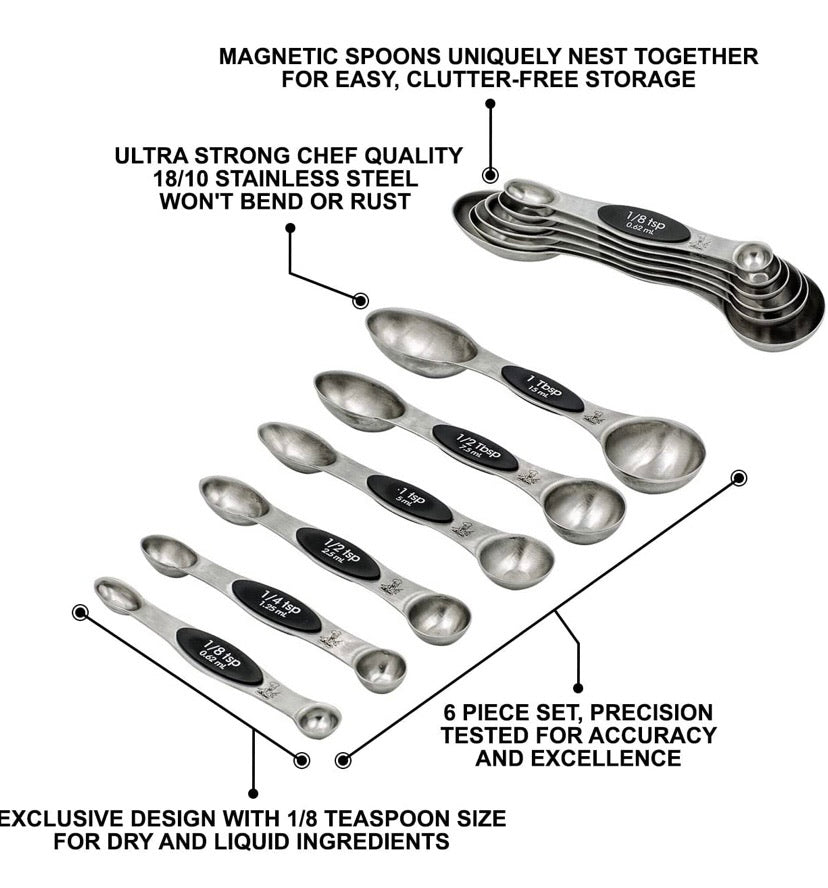 Magnetic Double-Ended Measuring Spoon Set – 6 Pieces