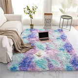 Soft  Fluffy Rugs Anti-Skid Shaggy Area Rug Tie-dye Carpet Floor Mat Dining Room