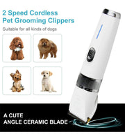 Dog Clippers, Low Noise Pet Clippers with Detachable Blades, Rimposky Rechargeable Dog Trimmer Pet Grooming Kit with USB Cable, Combs, Brush, Pet Hair Clippers for Dog Cat Small Animal