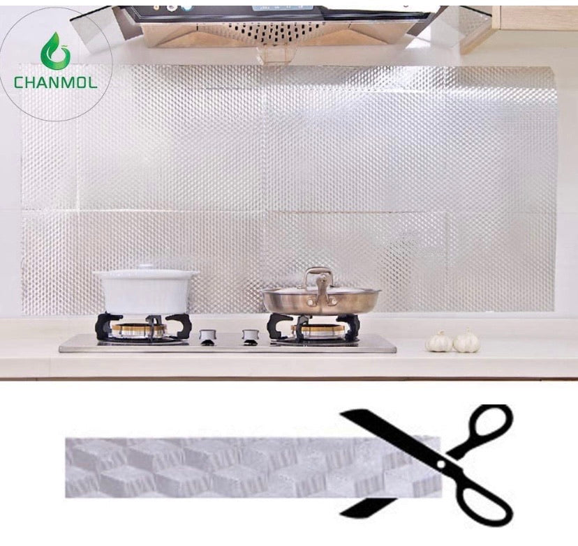 Kitchen Backsplash Wallpaper Stickers, Kitchen Stickers Self Adhesive Kitchen Aluminum Foil Stickers Oil Proof Waterproof Kitchen Stove Sticker