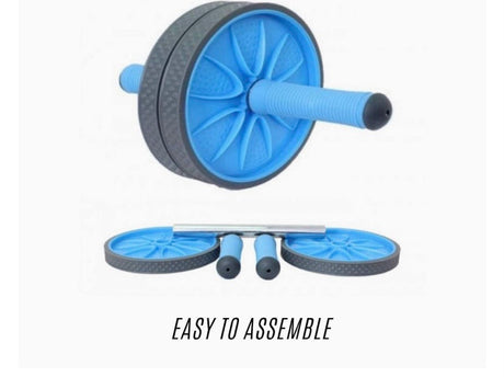 Deluxe Ab Exercise Roller Dual Wheels Reinforced Steel Handles & Pair of Push Up Bar for Abs, Bodybuilding, Core Strength Fitness - Easy Assembly, Great for Abdominal Workout Home & Gym Equipment
