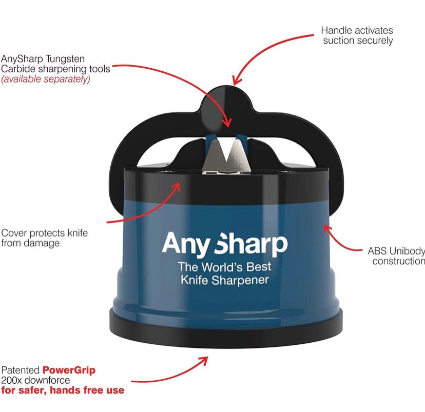 20° Suction-Base Manual Knife Sharpener – Blue