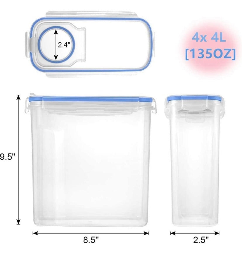 4L Large Cereal Containers Storage Set of 4