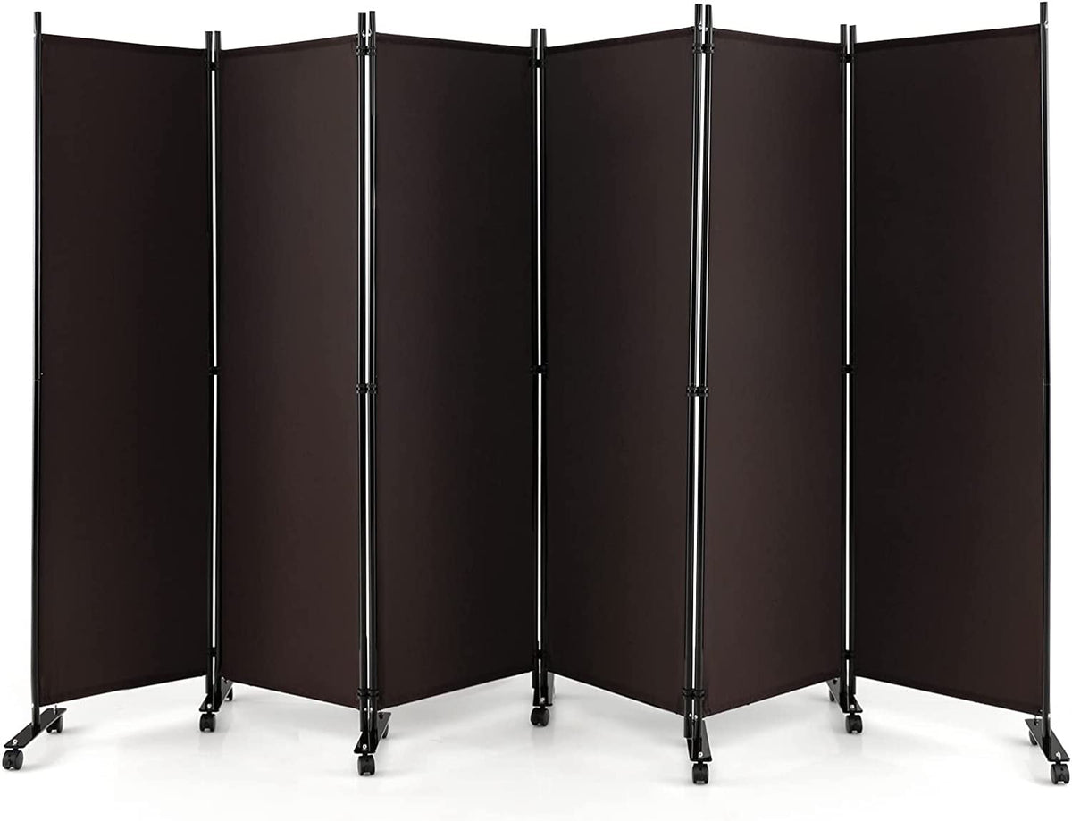 334.5 × 172 cm 6-Panel Rolling Room Divider – 4 Colours
