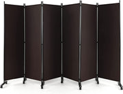 334.5 × 172 cm 6-Panel Rolling Room Divider – 4 Colours