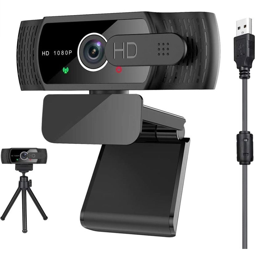 Sherry 1080p USB Webcam with Microphone, Privacy Cover & Tripod