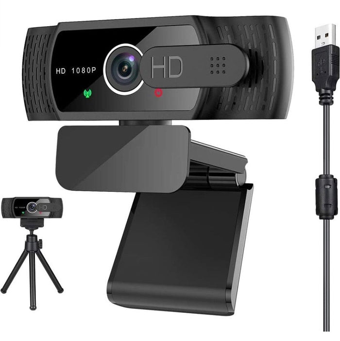 Sherry 1080p USB Webcam with Microphone, Privacy Cover & Tripod