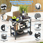 3-Tier Mobile Food-Prep Cart with Stainless-Steel Worktop