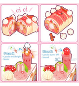 Pretend Play Food for Kids, DIY 82PCS Decorating and Cutting Birthday Party Cake, Tea Set,Candle,Fruits,Biscuits,Desserts,Educational Kitchen Toy with Lights&Sounds for Children,Girls&Boys,Aged 3+