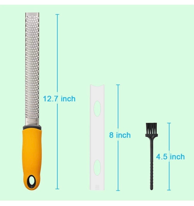 Stainless-Steel Fine Grater & Zester with Cover and Brush