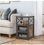 Industrial Wooden Bedside Tables – Set of 2