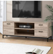 Artiss TV Unit 132cm Length Entertainment Unit Wooden TV Stand Cabinet, Oak and Black