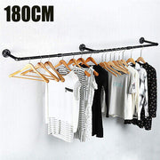 Industrial Iron Pipe Wall-Mounted Garment Rail