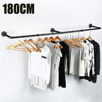Industrial Iron Pipe Wall-Mounted Garment Rail