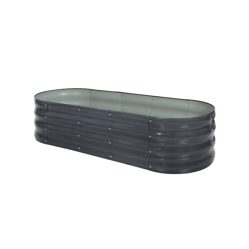 Oval Coated-Steel Raised Garden Bed – 240 × 80 × 42 cm