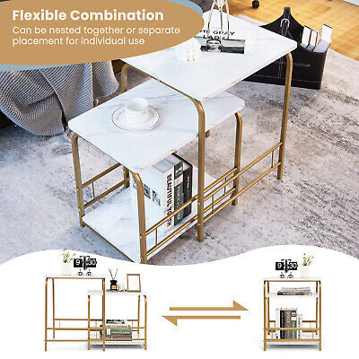 Faux-Marble Nesting End Tables – Set of 2