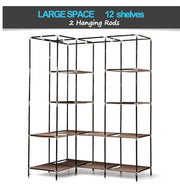 Portable Wardrobe Clothes Closet Storage Cabinet Organizer with Shelves