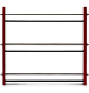 Wood Spice Rack with 21 Empty Jars and Labels, 3 Tier Freestanding Organizer Shelf Display Stand with Rails for Countertop, Cabinet, Kitchen, Pantry - Red and Black