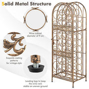 45-Bottle Arched Gold Steel Wine Rack with Latching Door