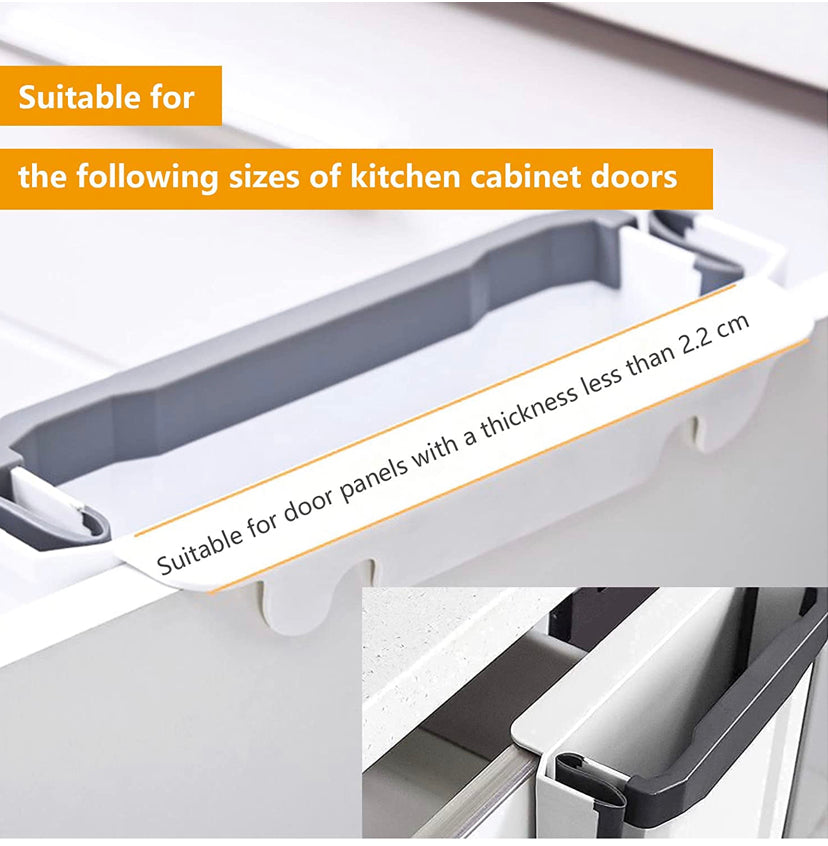 8L Folding Cupboard-Door Kitchen Bin – White or Beige