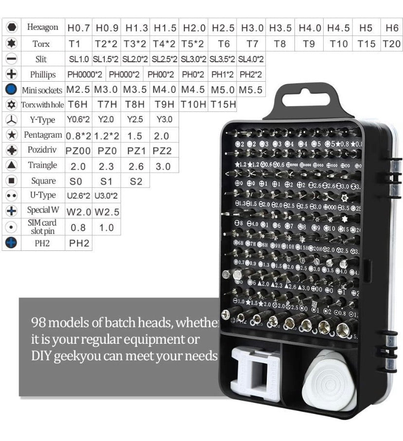 Mini Precision Screwdriver Set, 115 in 1 Set, Professional Repair Tool Kit with Magnetic Driver for Cellphone, Computer, Laptop, Watch, PS4 and Another Daily/Professional Use