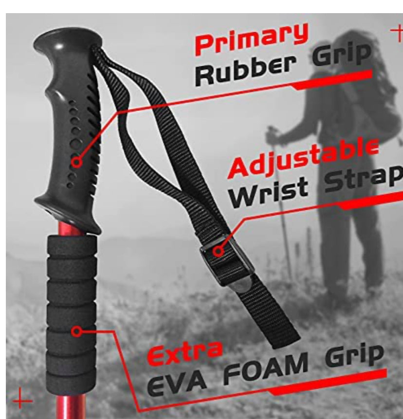 Nordic Walking Trekking Poles - 2 Packs with Antishock and Quick Lock System, Telescopic, Collapsible, Ultralight for Hiking, Camping, Mountaining, Backpacking, Walking, Trekking