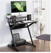 Computer Desk with Storage Shelf Modern Study Writing Table fit Working/Eating/Gaming for Small Spaces Black