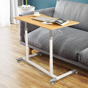Mobile Height Adjustable Standing Desk, Compact Pneumatic Sit to Stand Up Computer Desk w/ Lockable Wheels, Ergonomic Rolling Laptop Table w/ Steel Frame for Home Office (Brown)