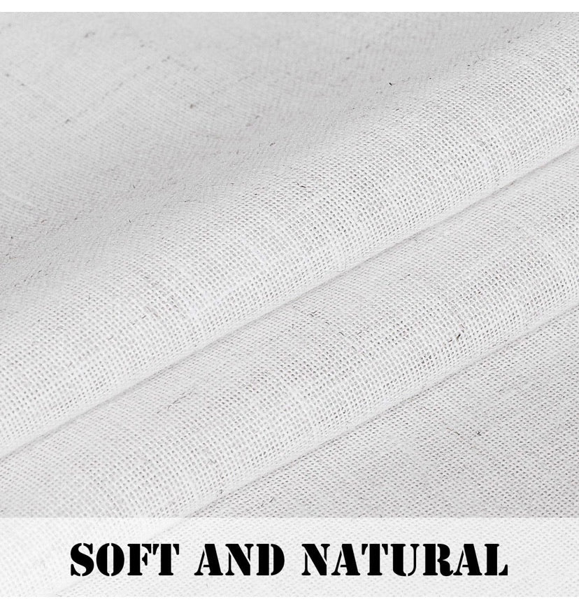 Linen Curtains Elegant Natural Linen Blended Curtains Energy Efficient Light Filtering/Rod Pocket Window Treatments Panels/Drapes for Livingroom (Set of 2,White, W132cm x D243cm)