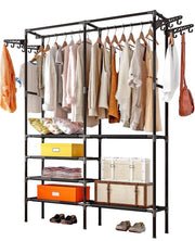 Portable Garment Rack with Shoe Storage & Side Hooks – Black or White