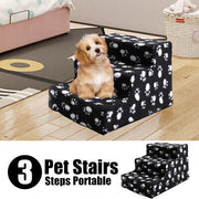 Portable 3-Step Pet Stairs with Removable Cover