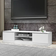 White TV Stand with 2 Doors & Storage
