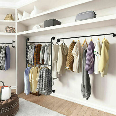 205cm XL Industrial 2-Way Wall-Mounted Garment Rail