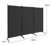 3-Panel Wood & Steel Folding Privacy Screen – 4 Colours
