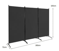 3-Panel Wood & Steel Folding Privacy Screen – 4 Colours