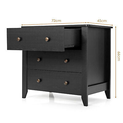 Black 3-Drawer Side Table & Nightstand