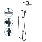 9-Inch Black Twin Shower Rail Set with Two Hoses