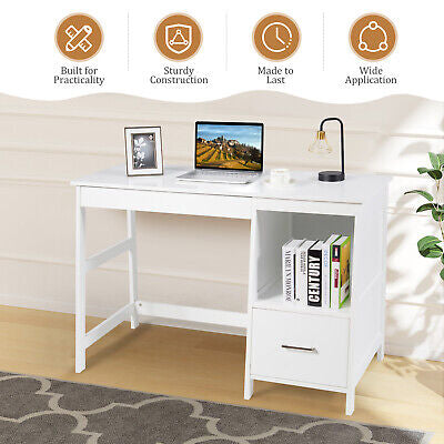 Computer Desk with Drawers & Storage Shelf