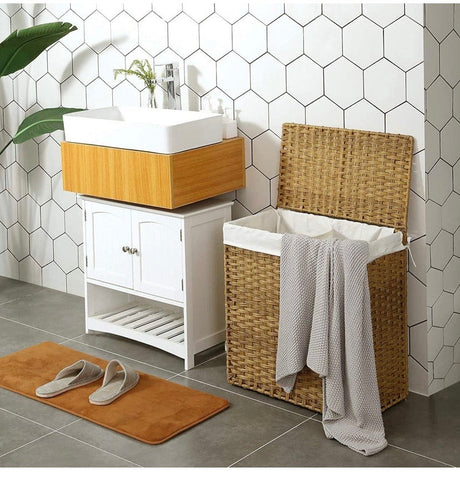 Divided Foldable Handwoven Laundry Hamper
