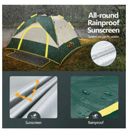 3 Person Pop Up Camping Tent Portable Beach Instant Shelter Sun Shade Hiking