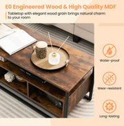 Industrial Coffee Table with Storage – Rustic Brown