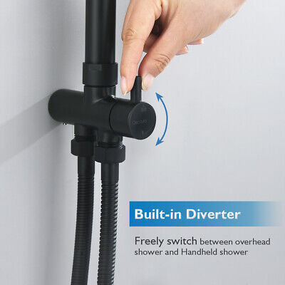 9-Inch Black Twin Shower Rail Set with Two Hoses