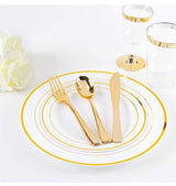 Plastic Gold Plates with Gold Plastic Silverware 60 Pcs