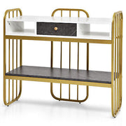 Faux-Marble Console Table with Shelf