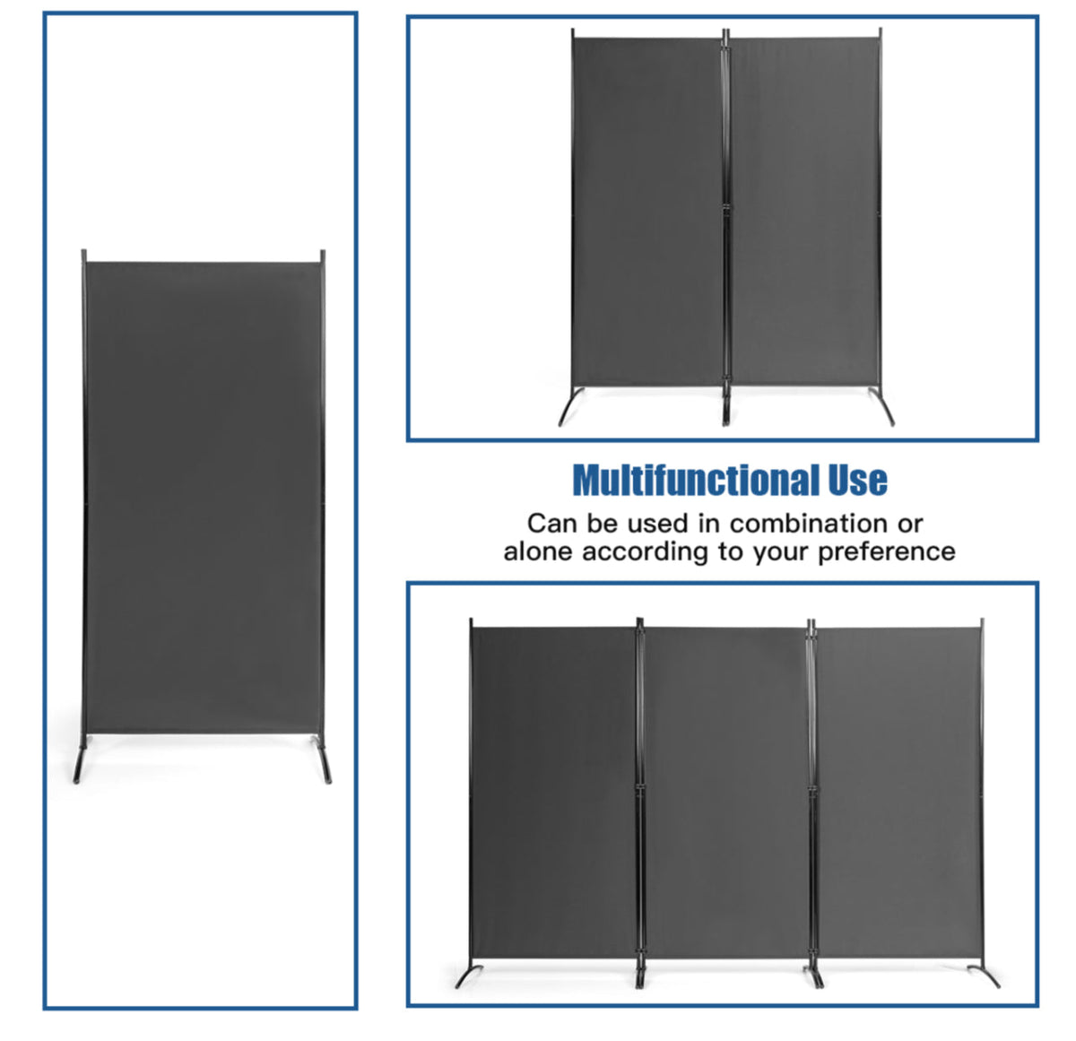 3-Panel Wood & Steel Folding Privacy Screen – 4 Colours
