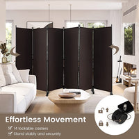 334.5 × 172 cm 6-Panel Rolling Room Divider – 4 Colours