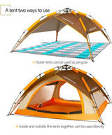 Automatic Camping Tent 2 3 Person - Portable Dome Quick Up Tent (Brown)