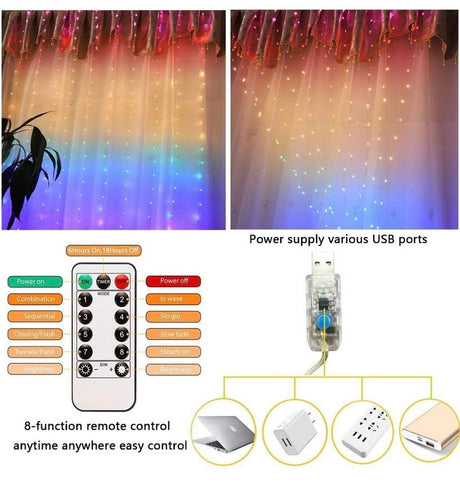 Window Curtain String Light 300 LED