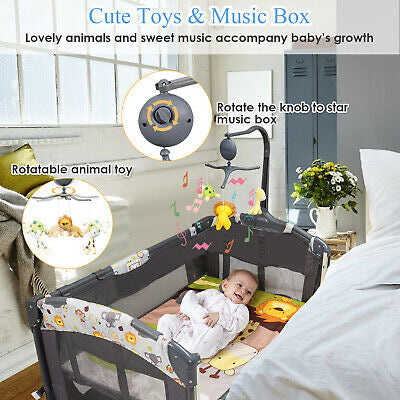 4-IN-1 Portable Travel Cot Portacot Baby Co Sleeper Bedside Bassinet Folding