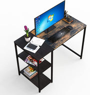 Computer Desk with Writing Storage-Shelf for Home-Office，Modern Simple Style Corner Laptop Table Desk for Writing Studying Working Gaming Space Saving 100x50x74.5cm,Brown